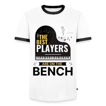 Pianiste Les meilleurs joueurs sont sur le banc Piano - T-shirt contrasté Homme - blanc/noir - Devant - AI Model Female 172 light (172cm) & AI Model Male 178 dark (178cm)