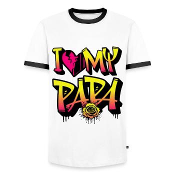 J’aime mon Papa génial Graffiti Style famille citation - T-shirt contrasté Homme - blanc/noir - Devant - AI Model Female 172 light (172cm) & AI Model Male 178 dark (178cm)