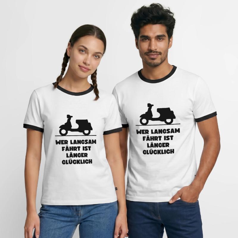 Passionierter Rollerfahrer oder Mofafahrer Männer Kontrast-T-Shirt
