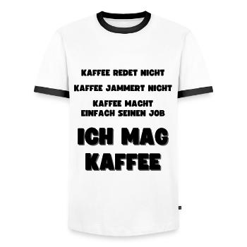 Ich Mag Kaffee Kaffeeliebhaber Kaffeekanne - Männer Kontrast-T-Shirt - Weiß/Schwarz - Vorne - AI Model Female 172 light (172cm) & AI Model Male 178 dark (178cm)