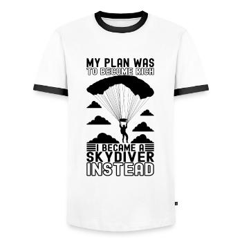 Parachute Parachutist - Men's Ringer Shirt - white/black - Front - AI Model Female 172 light (172cm) & AI Model Male 178 dark (178cm)