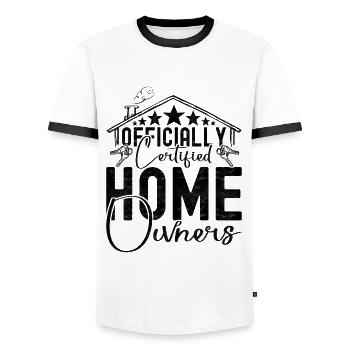 Hausbesitzer Eigenheim Hauskauf - Männer Kontrast-T-Shirt - Weiß/Schwarz - Vorne - AI Model Female 172 light (172cm) & AI Model Male 178 dark (178cm)