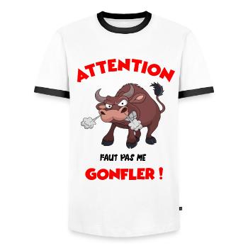 attention gonfler vache ferme énerve colère - T-shirt contrasté Homme - blanc/noir - Devant - AI Model Female 172 light (172cm) & AI Model Male 178 dark (178cm)