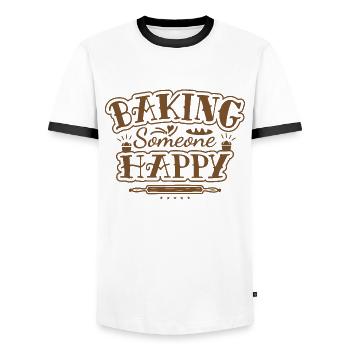 BAKING FUNNY SAYING - PASTRY CHEF FUNNY QUOTE - Men's Ringer Shirt - white/black - Front - AI Model Female 172 light (172cm) & AI Model Male 178 dark (178cm)