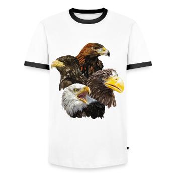 Pigargos and Eagle - Men's Ringer Shirt - white/black - Front - AI Model Female 172 light (172cm) & AI Model Male 178 dark (178cm)