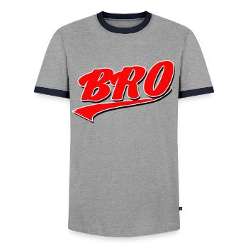 bro sis brother sister family love big little best - Men's Ringer Shirt - grey/navy  - Front - AI Model Female 172 light (172cm) & AI Model Male 178 light (178cm)