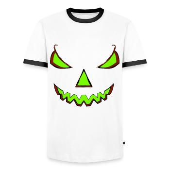 Halloween Kürbis Verkleidung Kostüm in grün lachen - Männer Kontrast-T-Shirt - Weiß/Schwarz - Vorne - AI Model Female 172 light (172cm) & AI Model Male 178 dark (178cm)