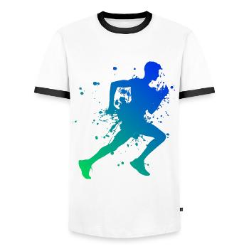 Course de jogging de course de cross-country pour hommes - T-shirt contrasté Homme - blanc/noir - Devant - AI Model Female 172 light (172cm) & AI Model Male 178 dark (178cm)