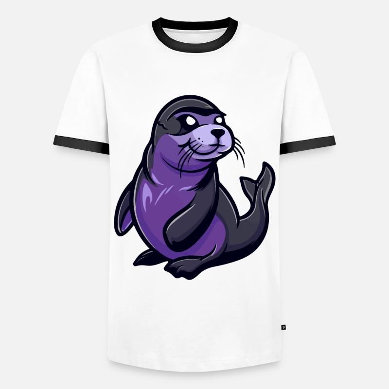 Robbe Tier Comic - Männer Kontrast-T-Shirt - Weiß/Schwarz