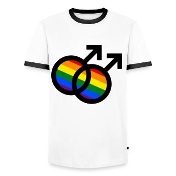 Gay Symbol Gay Gay Gift Flag Gay - Men's Ringer Shirt - white/black - Front - AI Model Female 172 light (172cm) & AI Model Male 178 dark (178cm)