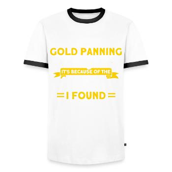 Gold Panner Gold Miner Gold Digger Gift - Men's Ringer Shirt - white/black - Front - AI Model Female 172 light (172cm) & AI Model Male 178 dark (178cm)