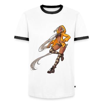 Yellow Hoody Girl - Männer Kontrast-T-Shirt - Weiß/Schwarz - Vorne - AI Model Female 172 light (172cm) & AI Model Male 178 dark (178cm)