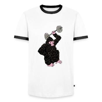 Gym Beast Mode Fitness Geschenk, Lift - T-shirt contrasté Homme - blanc/noir - Devant - AI Model Female 172 light (172cm) & AI Model Male 178 dark (178cm)