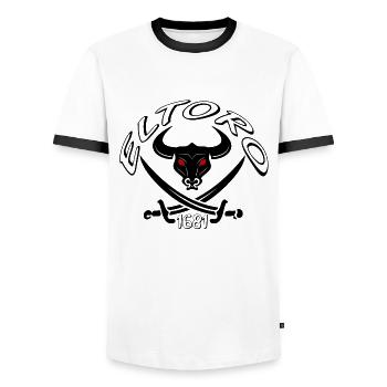 El Toro - Le taureau en vous - T-shirt contrasté Homme - blanc/noir - Devant - AI Model Female 172 light (172cm) & AI Model Male 178 dark (178cm)