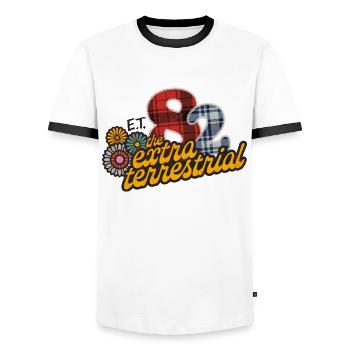 E.T. The Extra-Terrestrial 80s Design - Men's Ringer Shirt - white/black - Front - AI Model Female 172 light (172cm) & AI Model Male 178 dark (178cm)