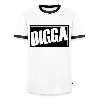 digga Alter bro moin hamburg hip hop oldschool type - T-shirt contrasté Homme - blanc/noir - Devant - AI Model Female 172 light (172cm) & AI Model Male 178 dark (178cm)