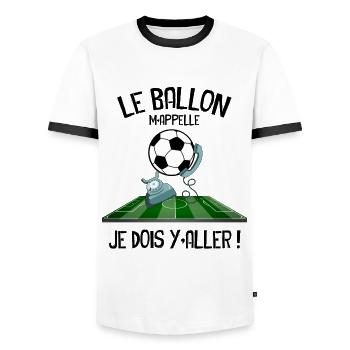 Le Ballon De Foot m'appelle Humour Football - T-shirt contrasté Homme - blanc/noir - Devant - AI Model Female 172 light (172cm) & AI Model Male 178 dark (178cm)