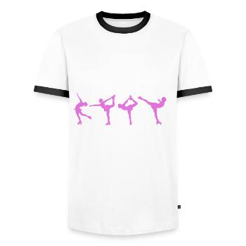 Figure skating - Men's Ringer Shirt - white/black - Front - AI Model Female 172 light (172cm) & AI Model Male 178 dark (178cm)