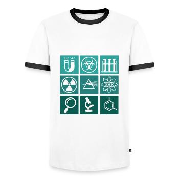 Wissenschaft - Männer Kontrast-T-Shirt - Weiß/Schwarz - Vorne - AI Model Female 172 light (172cm) & AI Model Male 178 dark (178cm)