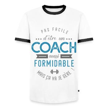 COACH entraineur sportif cadeau - T-shirt contrasté Homme - blanc/noir - Devant - AI Model Female 172 light (172cm) & AI Model Male 178 dark (178cm)