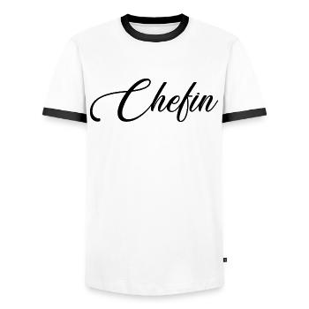 Chefin Spruch Schrift Sprüche - Männer Kontrast-T-Shirt - Weiß/Schwarz - Vorne - AI Model Female 172 light (172cm) & AI Model Male 178 dark (178cm)