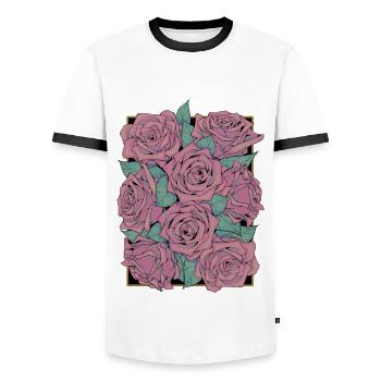Roses - T-shirt contrasté Homme - blanc/noir - Devant - AI Model Female 172 light (172cm) & AI Model Male 178 dark (178cm)