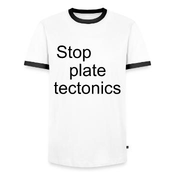 Stop plate tectonics - Men's Ringer Shirt - white/black - Front - AI Model Female 172 light (172cm) & AI Model Male 178 dark (178cm)