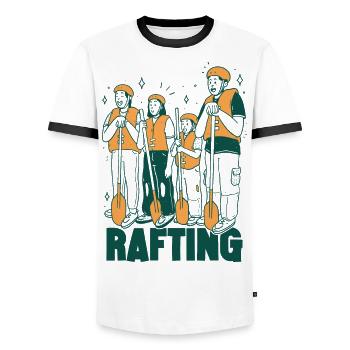 Tenue d’équipe de rafting pour les équipes de navigation de plaisance en montagne - T-shirt contrasté Homme - blanc/noir - Devant - AI Model Female 172 light (172cm) & AI Model Male 178 dark (178cm)