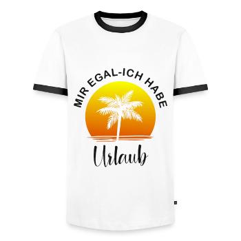 Mir egal ich habe Urlaub - Männer Kontrast-T-Shirt - Weiß/Schwarz - Vorne - AI Model Female 172 light (172cm) & AI Model Male 178 dark (178cm)
