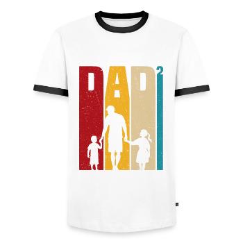 Father and son - father and daughter, father son and daughter - Men's Ringer Shirt - white/black - Front - AI Model Female 172 light (172cm) & AI Model Male 178 dark (178cm)