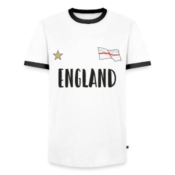 England Fußball Trikot Englische Flagge - Männer Kontrast-T-Shirt - Weiß/Schwarz - Vorne - AI Model Female 172 light (172cm) & AI Model Male 178 dark (178cm)