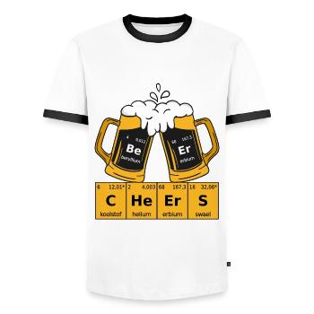 Tableau périodique de la bière - T-shirt contrasté Homme - blanc/noir - Devant - AI Model Female 172 light (172cm) & AI Model Male 178 dark (178cm)