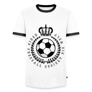 König Fußball regiert die Welt Motiv Fußballer - Männer Kontrast-T-Shirt - Weiß/Schwarz - Vorne - AI Model Female 172 light (172cm) & AI Model Male 178 dark (178cm)