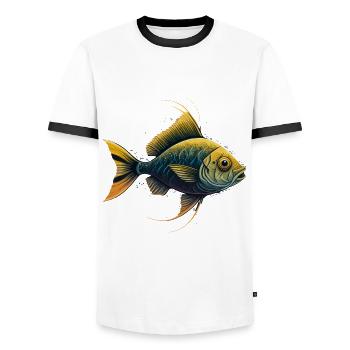Gelbe Fische - Männer Kontrast-T-Shirt - Weiß/Schwarz - Vorne - AI Model Female 172 light (172cm) & AI Model Male 178 dark (178cm)
