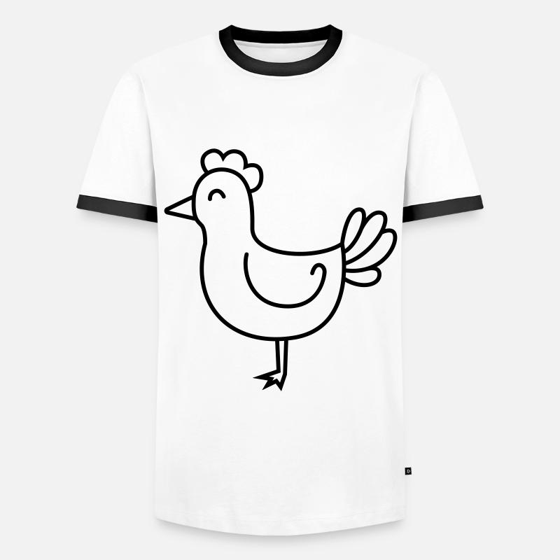 Huhn Comic Tier - Männer Kontrast-T-Shirt - Weiß/Schwarz