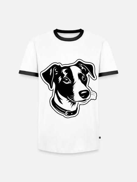 Jack Russel Terrier Dog Head - Men's Ringer Shirt - white/black