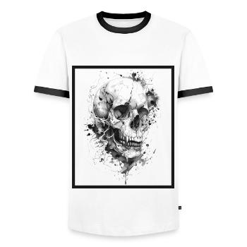 Totenkopf Schädel abstrakte Kunst - Männer Kontrast-T-Shirt - Weiß/Schwarz - Vorne - AI Model Female 172 light (172cm) & AI Model Male 178 dark (178cm)