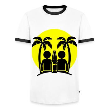 Insel Strand Party Drinking - Männer Kontrast-T-Shirt - Weiß/Schwarz - Vorne - AI Model Female 172 light (172cm) & AI Model Male 178 dark (178cm)