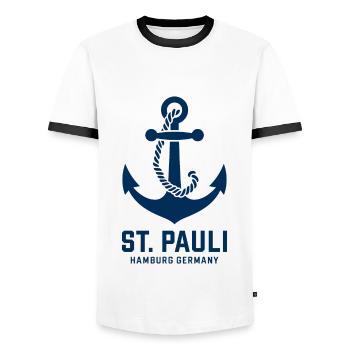 St. Pauli Hamburg Anker Reeperbahn - T-shirt contrasté Homme - blanc/noir - Devant - AI Model Female 172 light (172cm) & AI Model Male 178 dark (178cm)