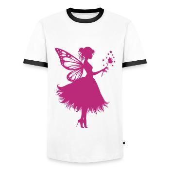 Magical fairy with flower - Men's Ringer Shirt - white/black - Front - AI Model Female 172 light (172cm) & AI Model Male 178 dark (178cm)
