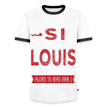 Louis Si tu n as pas un louis dans ta vie cadeau - T-shirt contrasté Homme - blanc/noir - Devant - AI Model Female 172 light (172cm) & AI Model Male 178 dark (178cm)