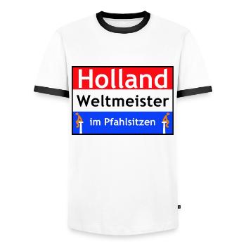 Holland - Männer Kontrast-T-Shirt - Weiß/Schwarz - Vorne - AI Model Female 172 light (172cm) & AI Model Male 178 dark (178cm)
