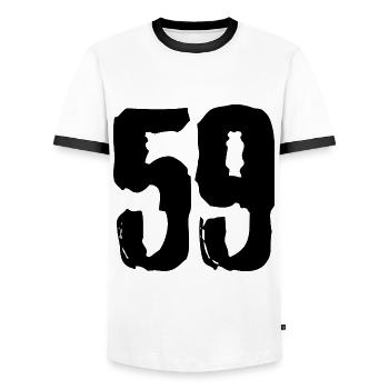 59 Number jersey - Men's Ringer Shirt - white/black - Front - AI Model Female 172 light (172cm) & AI Model Male 178 dark (178cm)