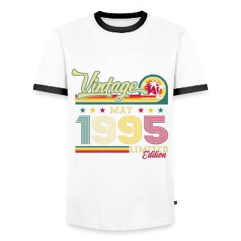 Légende Juin 1995 Millésime 1995 Anniversaire 1995 - T-shirt contrasté Homme - blanc/noir - Devant - AI Model Female 172 light (172cm) & AI Model Male 178 dark (178cm)