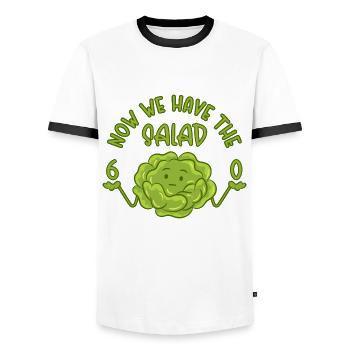 60 Now we have the salad - Geschenk 60. Geburtstag - Männer Kontrast-T-Shirt - Weiß/Schwarz - Vorne - AI Model Female 172 light (172cm) & AI Model Male 178 dark (178cm)