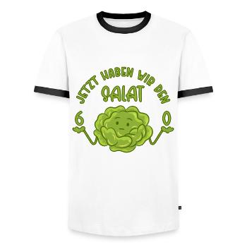 60 Jetzt haben wir den Salat - 60. Geburtstag - Männer Kontrast-T-Shirt - Weiß/Schwarz - Vorne - AI Model Female 172 light (172cm) & AI Model Male 178 dark (178cm)
