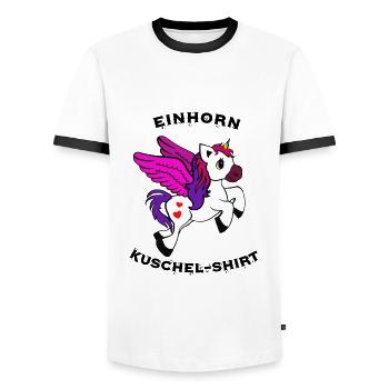 Einhorn Kuschel-Shirt - Männer Kontrast-T-Shirt - Weiß/Schwarz - Vorne - AI Model Female 172 light (172cm) & AI Model Male 178 dark (178cm)