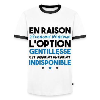 Option gentillesse indisponible - T-shirt contrasté Homme - blanc/noir - Devant - AI Model Female 172 light (172cm) & AI Model Male 178 dark (178cm)