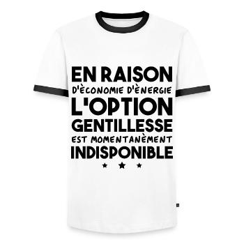 Option gentillesse indisponible - T-shirt contrasté Homme - blanc/noir - Devant - AI Model Female 172 light (172cm) & AI Model Male 178 dark (178cm)