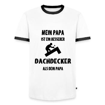 Besserer Dachdecker Papa als dein Papa - Männer Kontrast-T-Shirt - Weiß/Schwarz - Vorne - AI Model Female 172 light (172cm) & AI Model Male 178 dark (178cm)